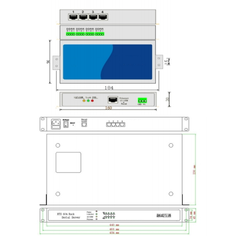 Serial Gateway Communication Management Machine Ouxintong MTU-604 Series