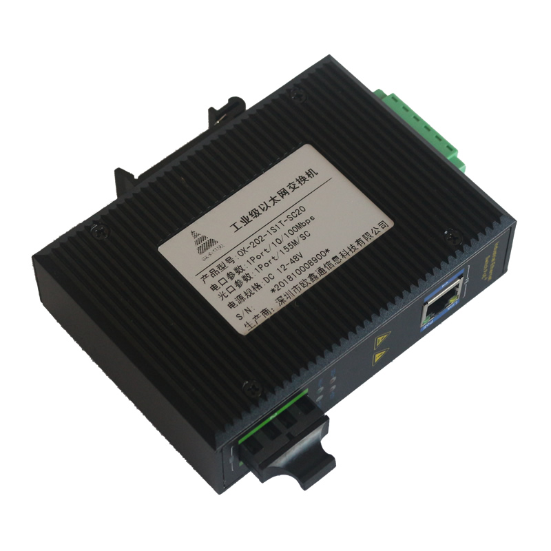 1 Optical and 1 Electrical 100Mbps Industrial Ethernet Switch OX-202-1S1T-SC20