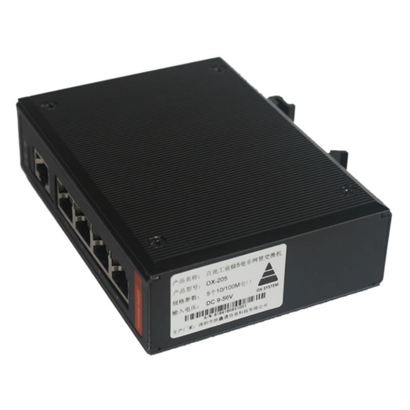 Industrial grade 5-port 100Mbps unmanaged Ethernet switch OX-205