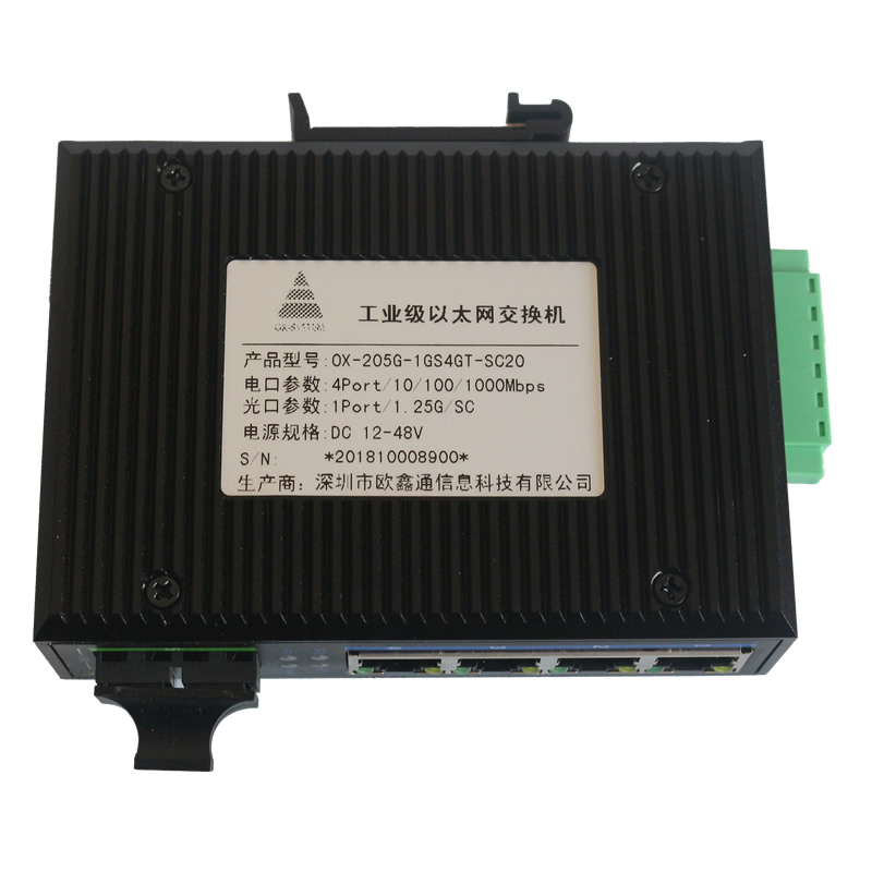 1-Optical 4-Electric Gigabit Industrial Ethernet Switch OX-205G-1GS4GT-SC20