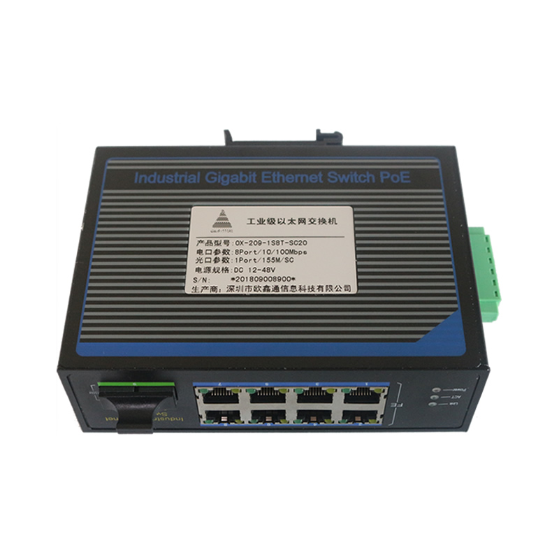 1 Optical 8 Electric 100Mbps Industrial Ethernet Switch OX-209-1S8T-SC20