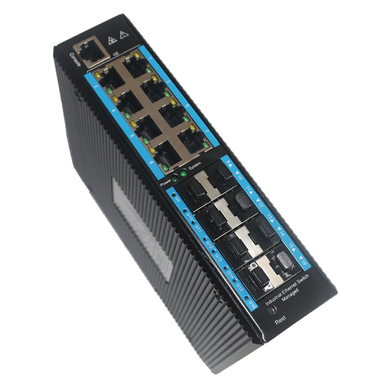 Industrial grade Gigabit 8-Optical 8-Grid Tube Switch OX-516G-8GP8GT